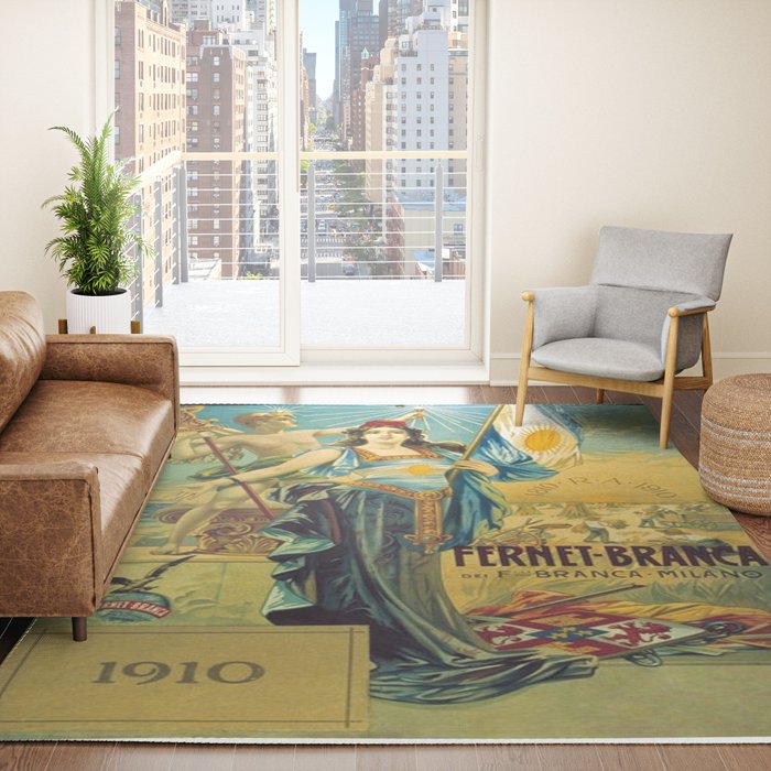 1910 Fernet Branca Liqueur Aperitif Advertisement Poster Print Rug