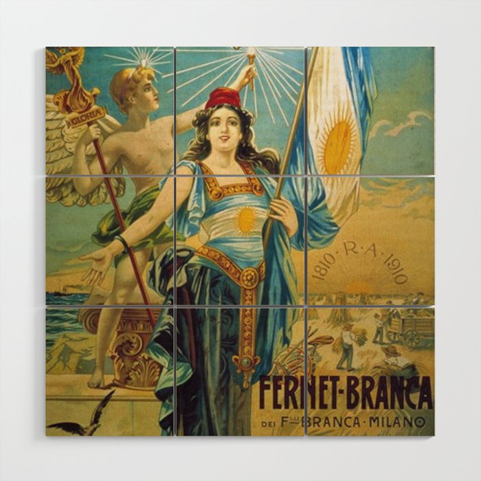 1910 Fernet Branca Liqueur Aperitif Advertisement Poster Print Wood Wall Art