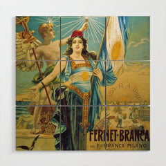1910 Fernet Branca Liqueur Aperitif Advertisement Poster Print Wood Wall Art