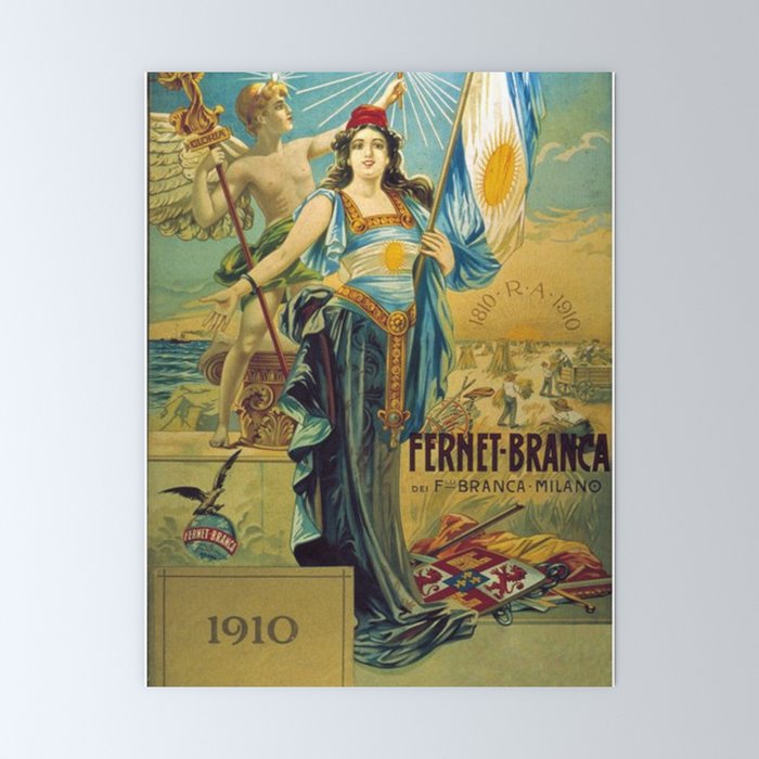 1910 Fernet Branca Liqueur Aperitif Advertisement Poster Print Mini Art Print