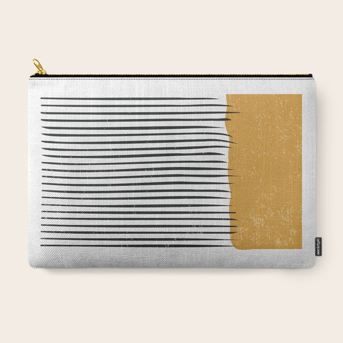 (White Background) Mid Century Modern Minimalist Rothko Inspired Color Field With Lines Geometric Style  Carry All Pouch