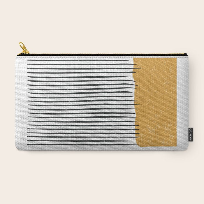 (White Background) Mid Century Modern Minimalist Rothko Inspired Color Field With Lines Geometric Style  Carry All Pouch