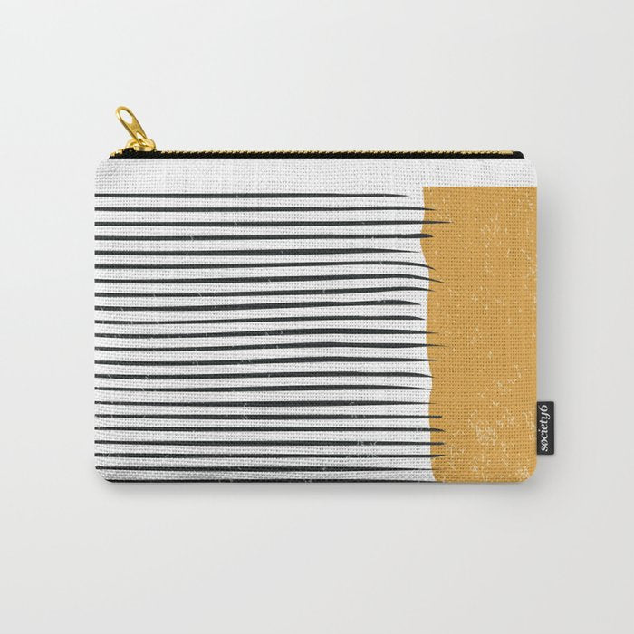 (White Background) Mid Century Modern Minimalist Rothko Inspired Color Field With Lines Geometric Style  Carry All Pouch