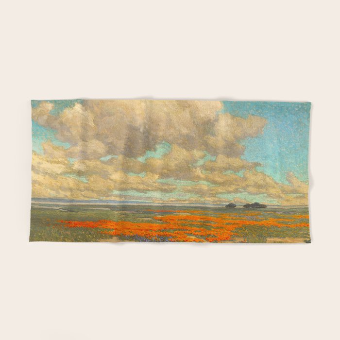1911 Granville Redmond - A Field of California Poppies Bath Towel