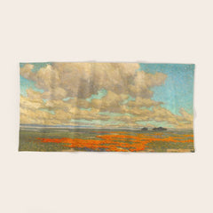 1911 Granville Redmond - A Field of California Poppies Bath Towel