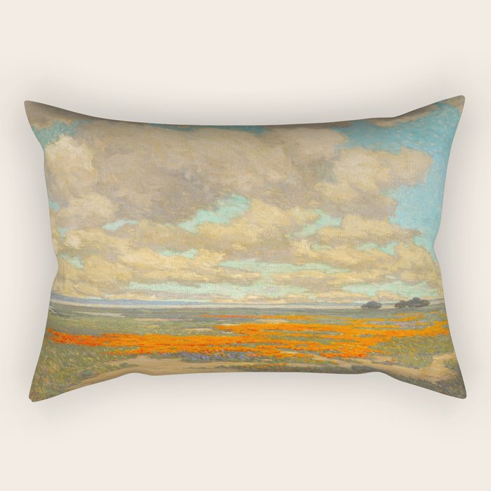1911 Granville Redmond - A Field of California Poppies Rectangular Pillow