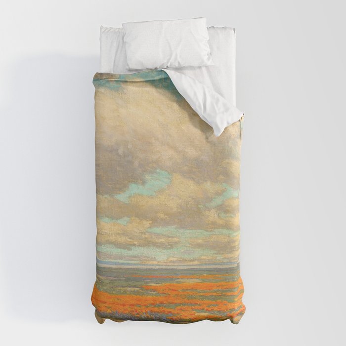 1911 Granville Redmond - A Field of California Poppies Duvet Cover