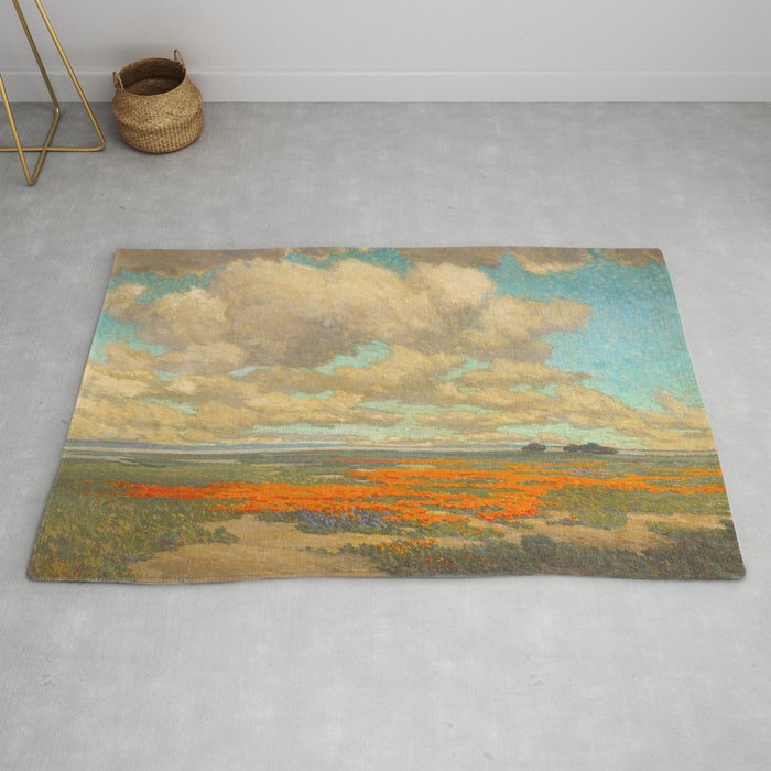 1911 Granville Redmond - A Field of California Poppies Rug