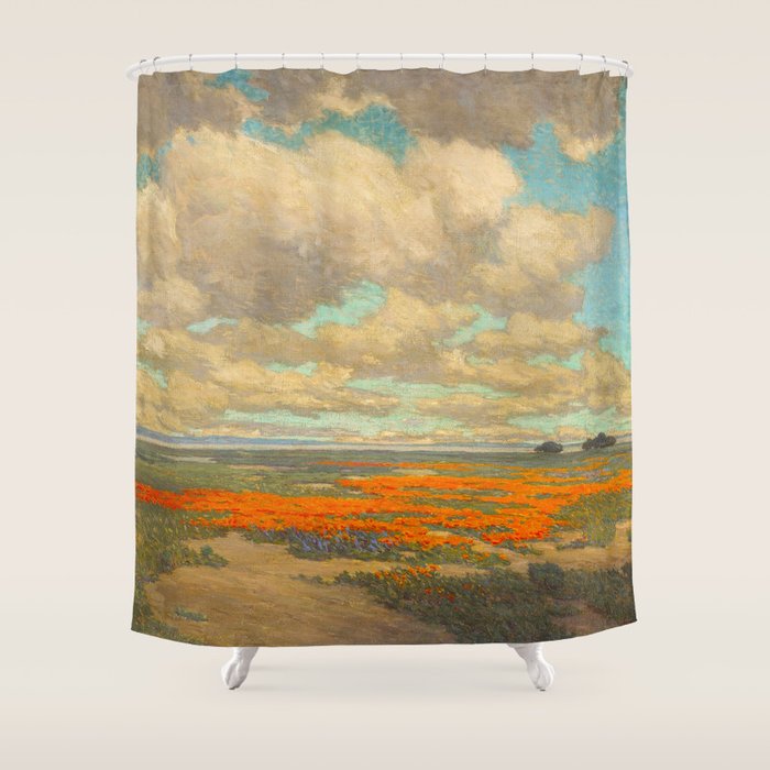 1911 Granville Redmond - A Field of California Poppies Shower Curtain