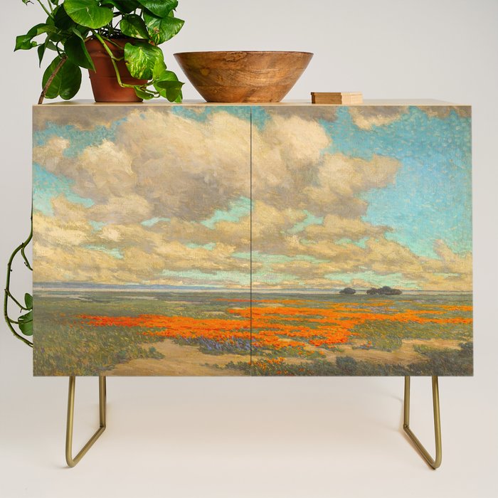 1911 Granville Redmond - A Field of California Poppies Credenza