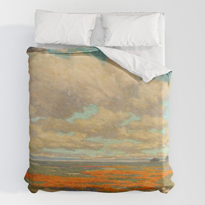 1911 Granville Redmond - A Field of California Poppies Duvet Cover