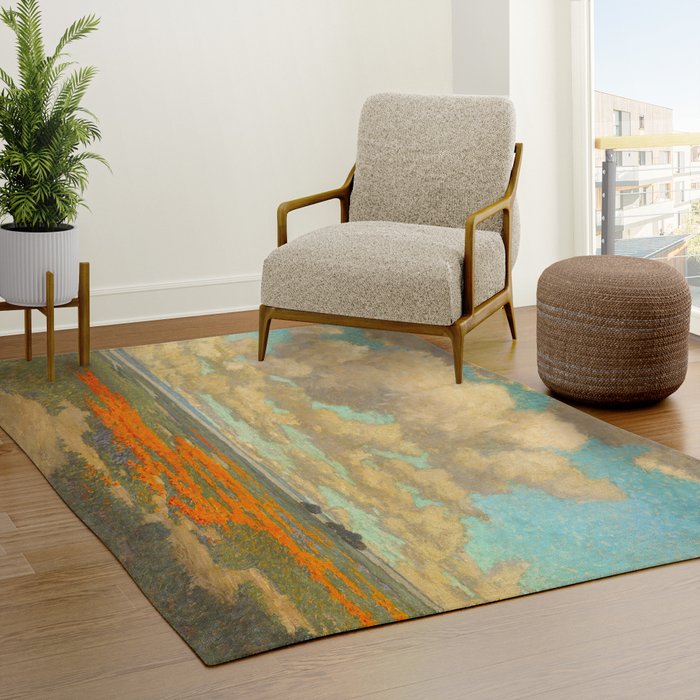 1911 Granville Redmond - A Field of California Poppies Rug