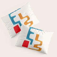 Falling Down' Paper Collage Fun Colorful Shapes Mid Century Minimal Abstract Art by Ejaaz Haniff Pillow Sham