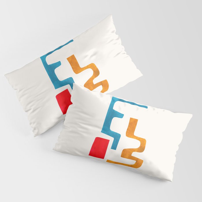 Falling Down' Paper Collage Fun Colorful Shapes Mid Century Minimal Abstract Art by Ejaaz Haniff Pillow Sham