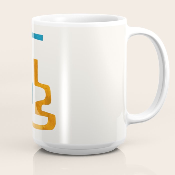 Falling Down' Paper Collage Fun Colorful Shapes Mid Century Minimal Abstract Art by Ejaaz Haniff Coffee Mug