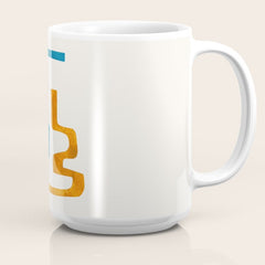 Falling Down' Paper Collage Fun Colorful Shapes Mid Century Minimal Abstract Art by Ejaaz Haniff Coffee Mug