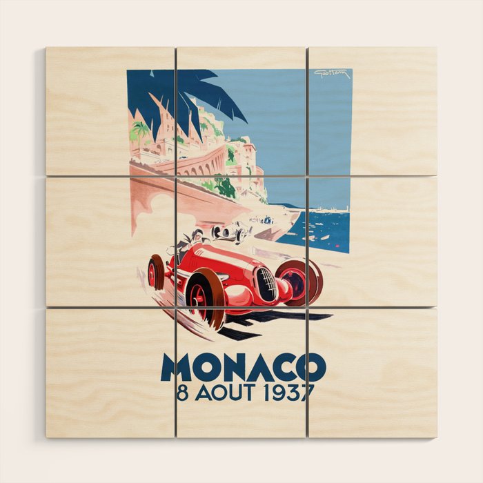 1937 MONACO Grand Prix Racing Poster Wood Wall Art