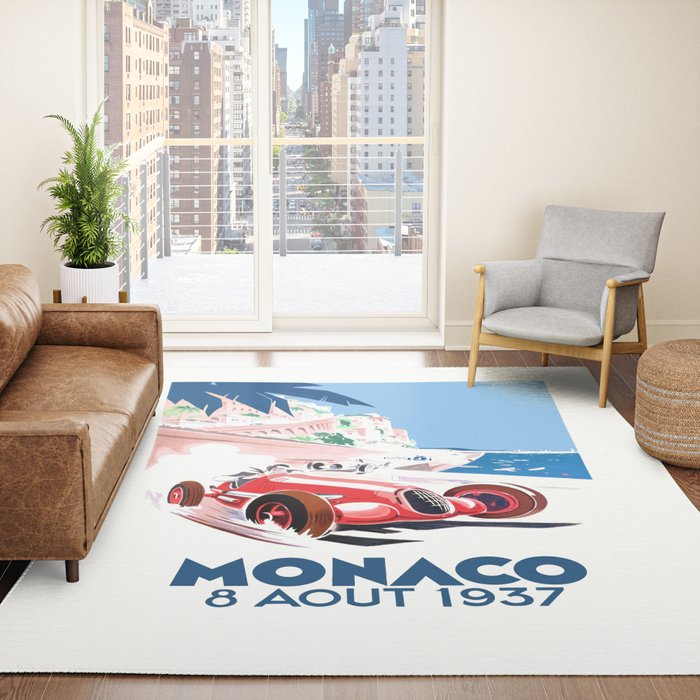 1937 MONACO Grand Prix Racing Poster Rug