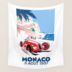 1937 MONACO Grand Prix Racing Poster Wall Tapestry