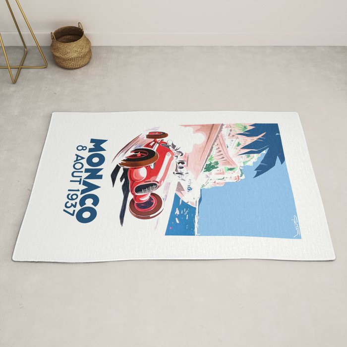 1937 MONACO Grand Prix Racing Poster Rug