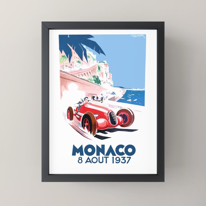 1937 MONACO Grand Prix Racing Poster Mini Art Print