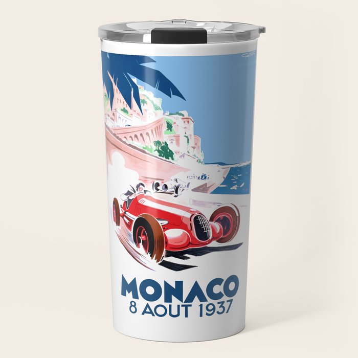 1937 MONACO Grand Prix Racing Poster Travel Mug