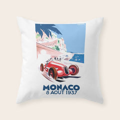 1937 MONACO Grand Prix Racing Poster Throw Pillow