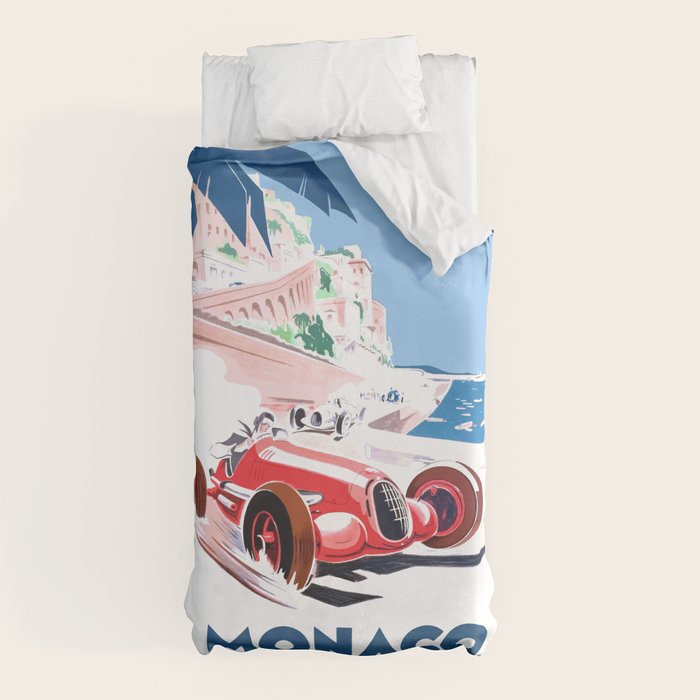 1937 MONACO Grand Prix Racing Poster Duvet Cover