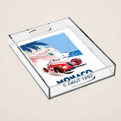 1937 MONACO Grand Prix Racing Poster Acrylic Tray