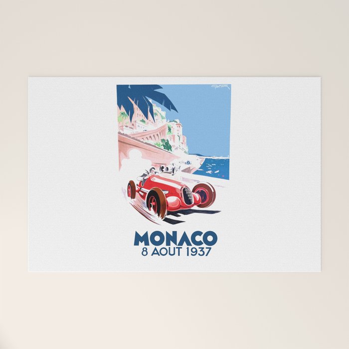 1937 MONACO Grand Prix Racing Poster Welcome Mat
