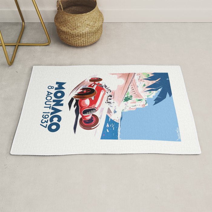 1937 MONACO Grand Prix Racing Poster Rug