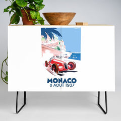 1937 MONACO Grand Prix Racing Poster Credenza