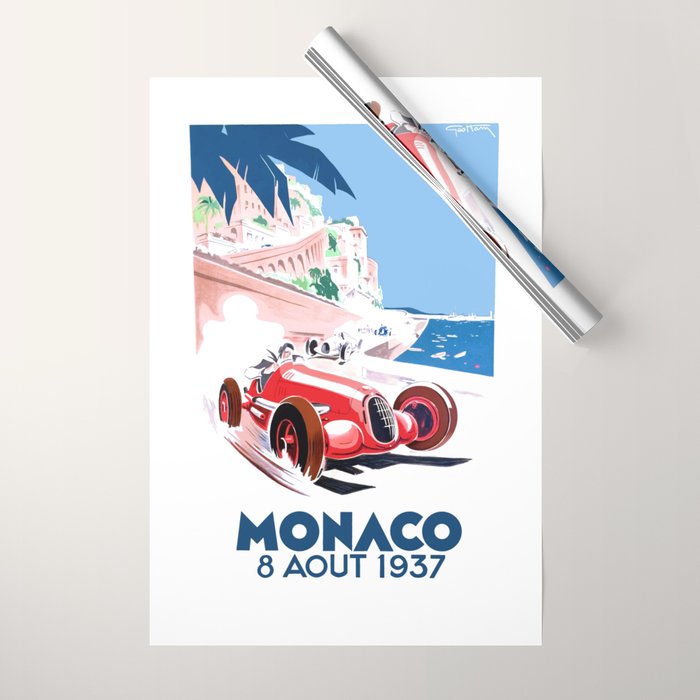 1937 MONACO Grand Prix Racing Poster Wrapping Paper