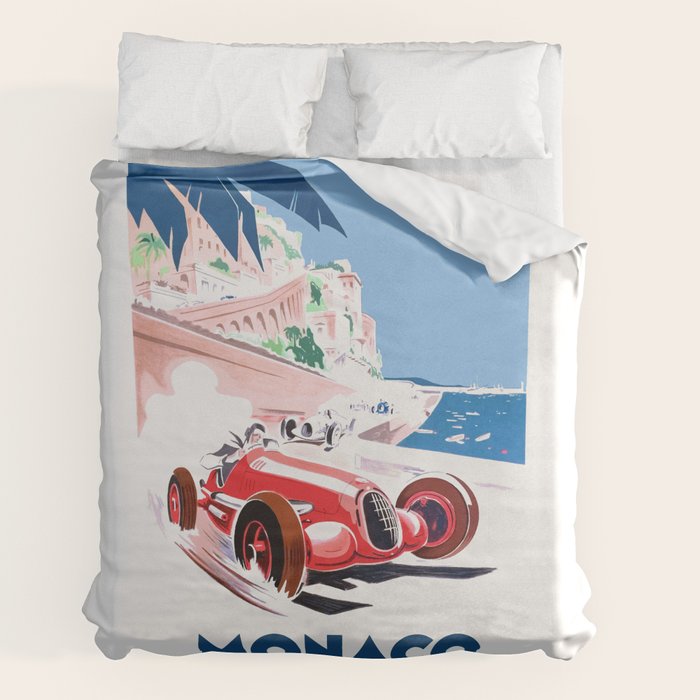1937 MONACO Grand Prix Racing Poster Duvet Cover