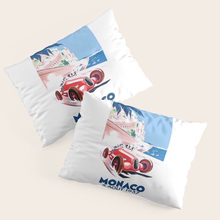 1937 MONACO Grand Prix Racing Poster Pillow Sham