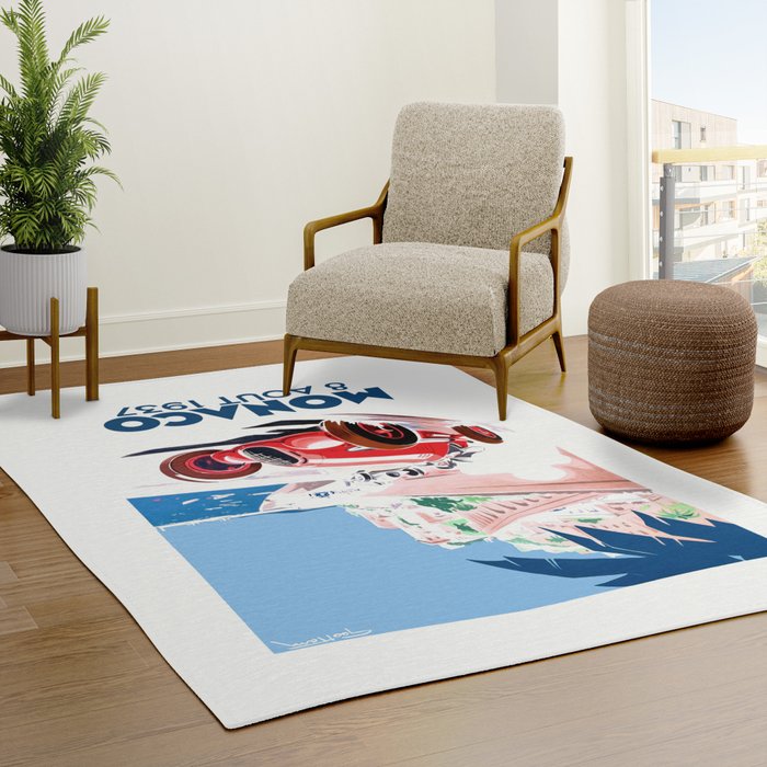 1937 MONACO Grand Prix Racing Poster Rug