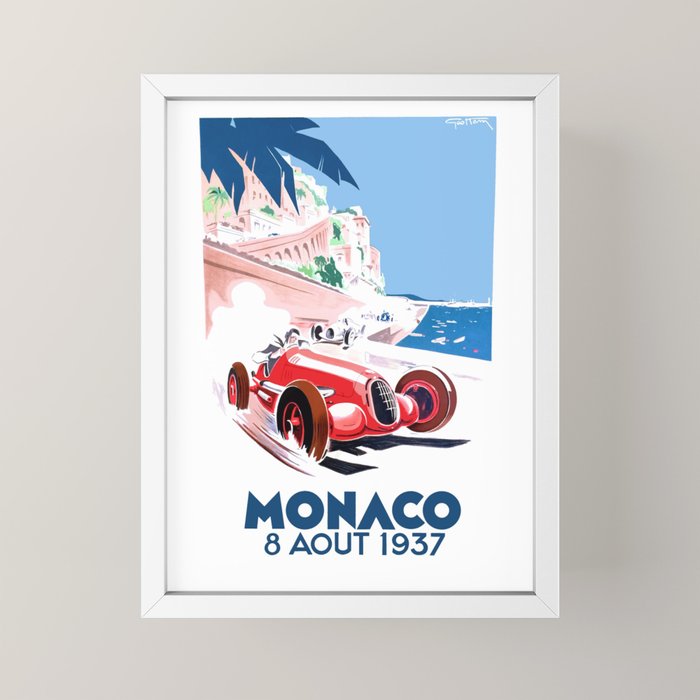 1937 MONACO Grand Prix Racing Poster Mini Art Print