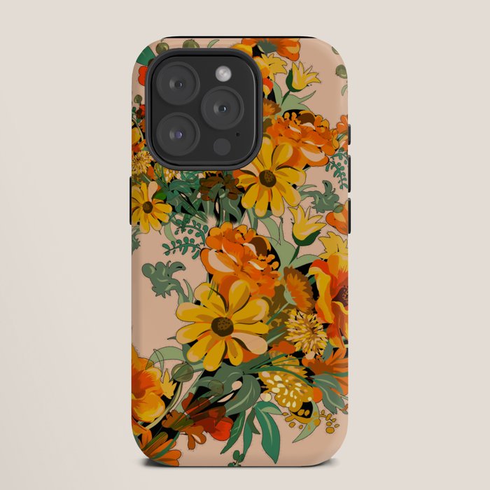 70s Pastel Floral on pink blush Boho iPhone Case