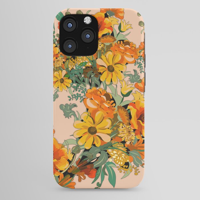 70s Pastel Floral on pink blush Boho iPhone Case
