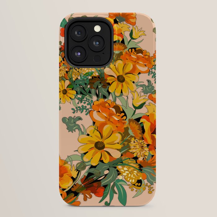 70s Pastel Floral on pink blush Boho iPhone Case