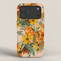 70s Pastel Floral on pink blush Boho iPhone Case