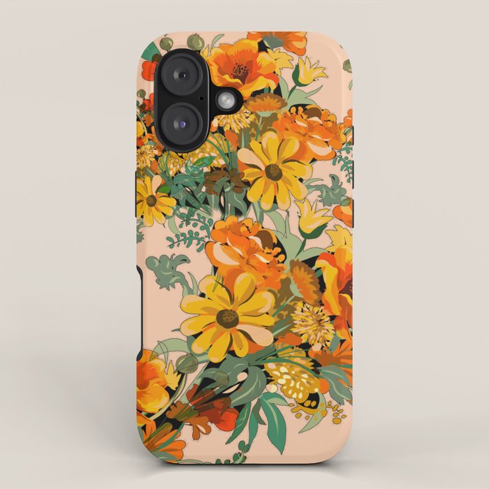 70s Pastel Floral on pink blush Boho iPhone Case