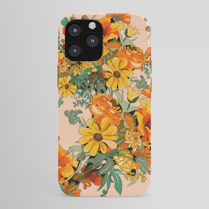 70s Pastel Floral on pink blush Boho iPhone Case
