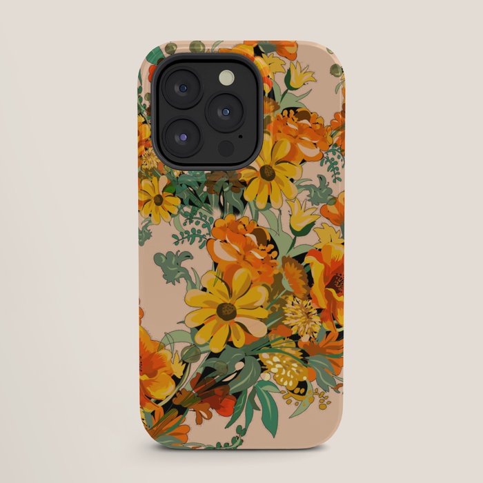 70s Pastel Floral on pink blush Boho iPhone Case