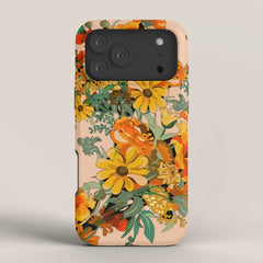 70s Pastel Floral on pink blush Boho iPhone Case