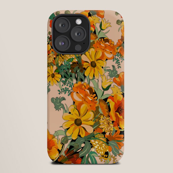 70s Pastel Floral on pink blush Boho iPhone Case