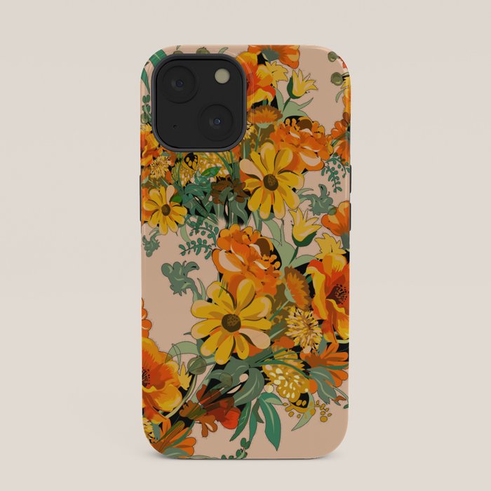 70s Pastel Floral on pink blush Boho iPhone Case