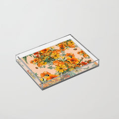 70s Pastel Floral on pink blush Boho Acrylic Tray