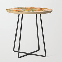 70s Pastel Floral on pink blush Boho Side Table