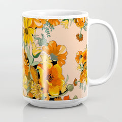 70s Pastel Floral on pink blush Boho Coffee Mug